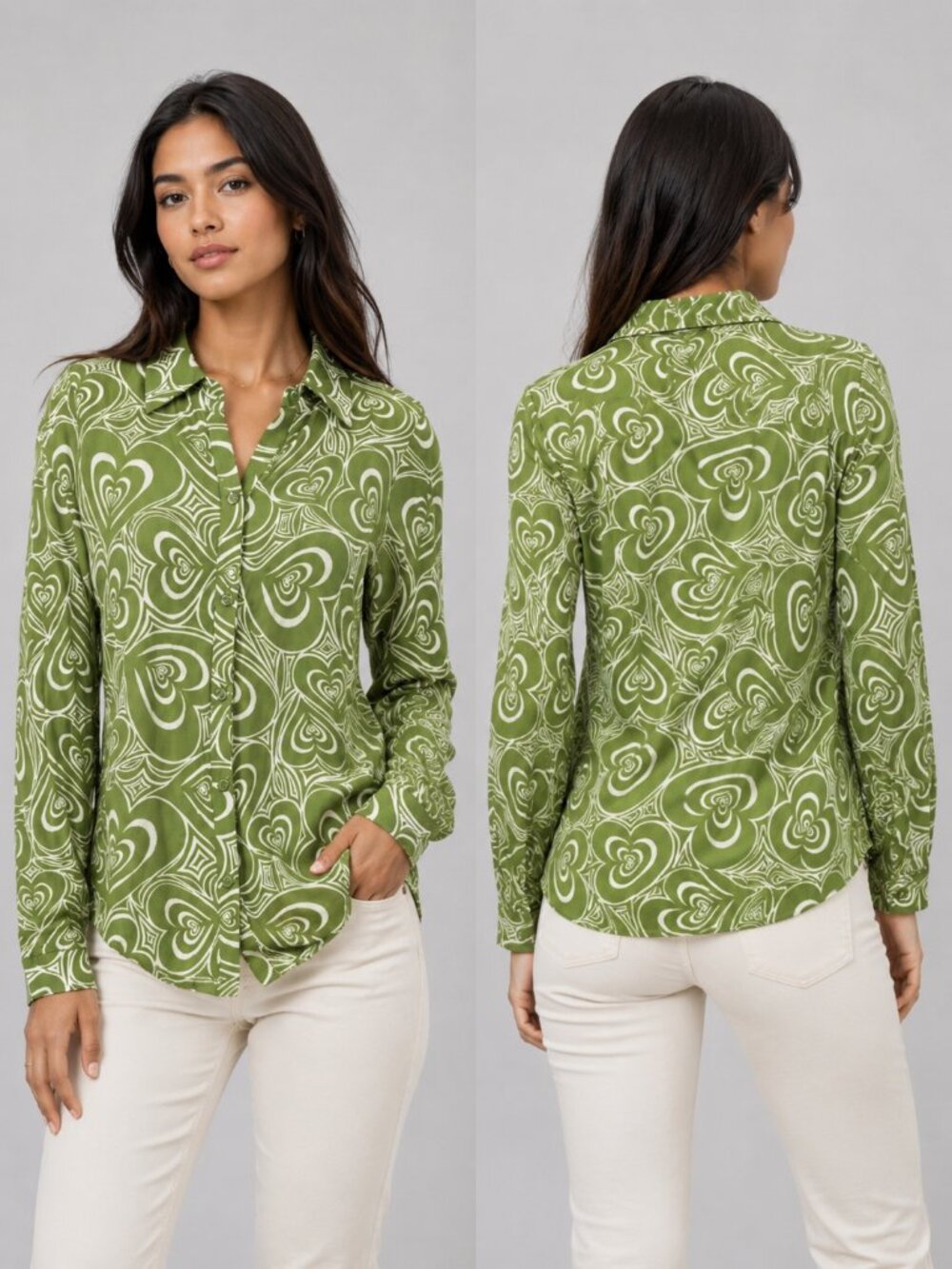 Lisa Says Gah Baily Lounge Long Sleeve Button Up Top Size Small